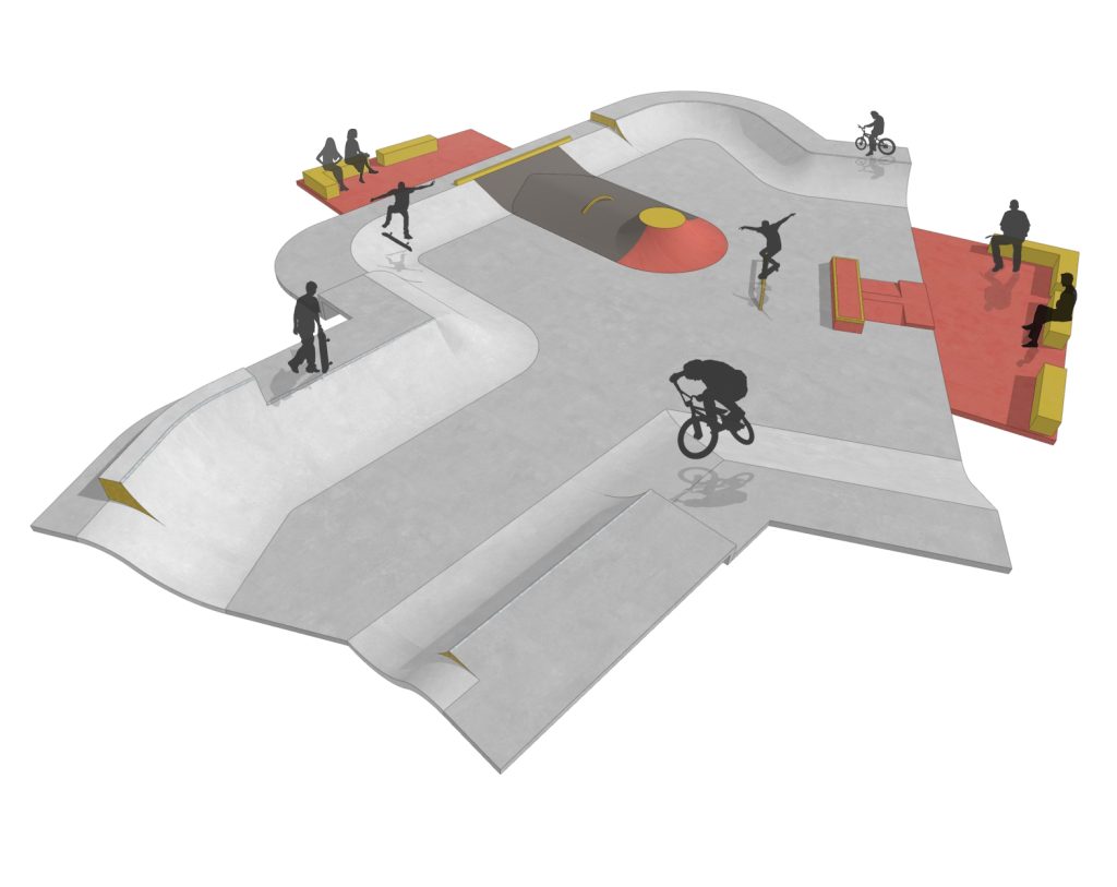 Render of Lajamanu Skatepark design, Northern Territory, by Eastbywest