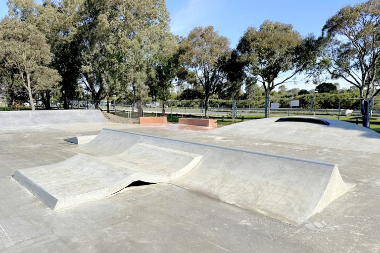 Stationery-shaped skate elements at Ray Bastin Reserve skatepark, City of Casey, Victoria